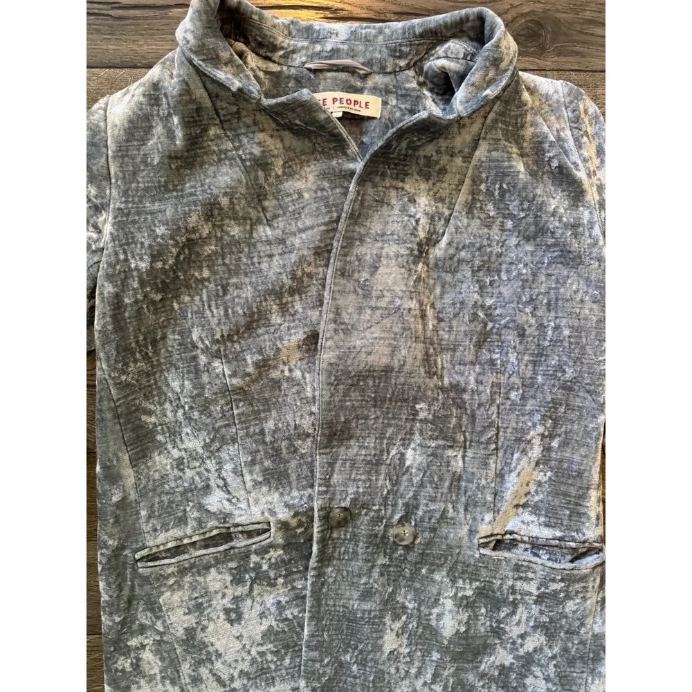 Free People Blazer Coat Womens Medium Blue Green Jacket Office Preppy‎ - Picture 6 of 14